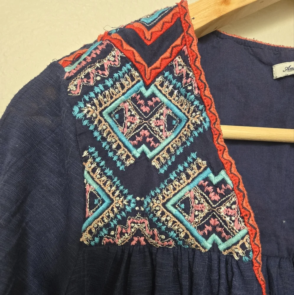 American Eagle Boho Embroidered Lightweight Open Cardigan size XS